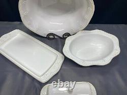 Lot of 5 Pcs Food Network FONTINELLA WHITE Serving Pieces Butter, Bowls +