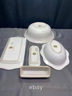 Lot of 5 Pcs Food Network FONTINELLA WHITE Serving Pieces Butter, Bowls +