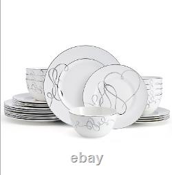 Love Story Platinum Banded 24 Piece Dinnerware Set, Service for 8