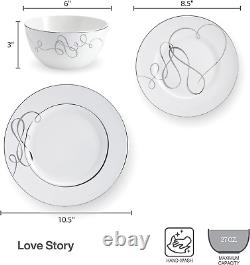 Love Story Platinum Banded 24 Piece Dinnerware Set, Service for 8