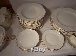 Lovely 55 Pc Shelley China Regency Dainty White 22k Gold Dinnerware For 8 Nr