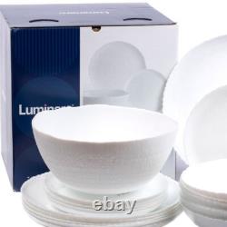 Luminarc Ammonite White 19-pc DINNER SET Tempered Glass Dinner Service Set