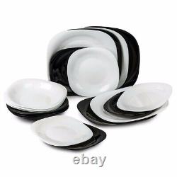 Luminarc CARINE DINNER SET 30pc 6 Persons Black & White Tempered Glass