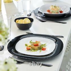 Luminarc CARINE DINNER SET 30pc 6 Persons Black & White Tempered Glass