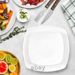 Luna Plates and Bowls Sets, 16 Piece Modern Porcelain Dish Set for 4, Chip an