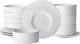 Lusso Stoneware Dinnerware Set, 16-Piece Service for 4, White