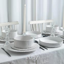 Lusso Stoneware Dinnerware Set, 16-Piece Service for 4, White