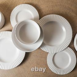 Lusso Stoneware Dinnerware Set, 16-Piece Service for 4, White