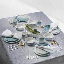 Luster Green 16 Piece Green and White Porcelain Dinnerware Set, Service for 4