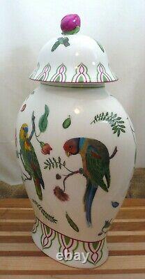 Lynn Chase Porcelain Parrots of Paradise Large Ginger Jar with Lid, Made in Japan