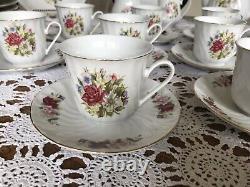 Lynns Fine China Dinnerware Set 8 Place Setting- 45 Pieces FLOWERS