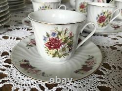 Lynns Fine China Dinnerware Set 8 Place Setting- 45 Pieces FLOWERS