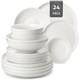 MALACASA 12/16/18/24pcs White Porcelain Dinnerware Set Bowl & Plate Set for 4/6
