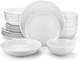 MALACASA 24-Piece Gourmet Porcelain Dinnerware Sets, Modern White Round Dish Set