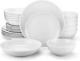 MALACASA 24-Piece Gourmet Porcelain Dinnerware Sets, Modern White round Dish Set