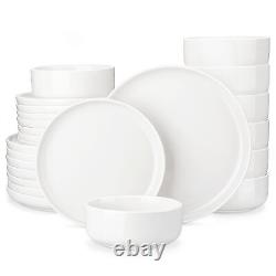 MALACASA 24-Piece Porcelain Dinnerware Set Service for 8 White Bowl & Plate Set