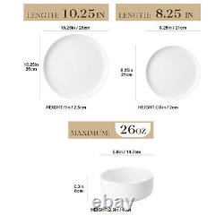 MALACASA 24-Piece Porcelain Dinnerware Set Service for 8 White Bowl & Plate Set