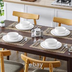 MALACASA 24-Piece Porcelain Dinnerware Set Service for 8 White Bowl & Plate Set