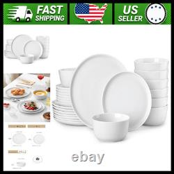 MALACASA 24-Piece White Porcelain Dinnerware Set for 8
