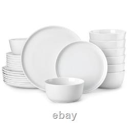 MALACASA 24-Piece White Porcelain Dinnerware Set for 8