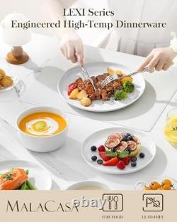 MALACASA 24-Piece White Porcelain Dinnerware Set for 8