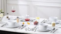 MALACASA 24-Piece White Porcelain Dinnerware Set for 8