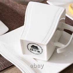 MALACASA 30-Piece Dinnerware Set White Porcelain Kitchen Dish Dinner Plates Mugs
