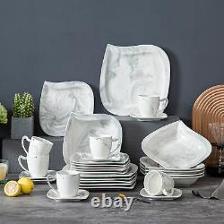 MALACASA 30-Piece Porcelain Dinnerware Set Plates Cups & Saucers Tableware Set