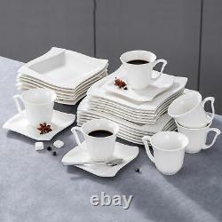 MALACASA AMPARO 30-Piece Dinnerware Set Porcelain Plates Cups Saucers Tableware