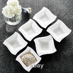 MALACASA AMPARO Porcelain Dinnerware Set Plates Bowls Mug Saucer Tableware White