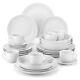 MALACASA Amelia, 30-Piece Porcelain Dinnerware Set White Plates Cups and Saucers