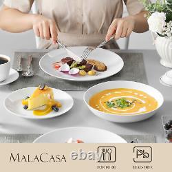 MALACASA Amelia, 30-Piece Porcelain Dinnerware Set White Plates Cups and Saucers