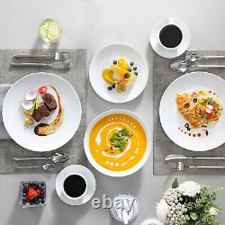 MALACASA Amelia, 30-Piece Porcelain Dinnerware Set White Plates Cups and Saucers