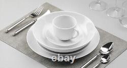 MALACASA Amelia, 30-Piece Porcelain Dinnerware Set White Plates Cups and Saucers