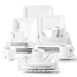 MALACASA Blance 32-Piece Porcelain Dinnerware Set Kitchen Dishes Set Ivory White
