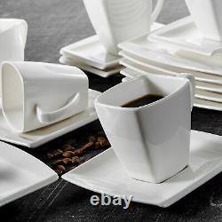 MALACASA Blance 36-Piece Porcelain Dinnerware Set Salad Plate Cup & Saucer White