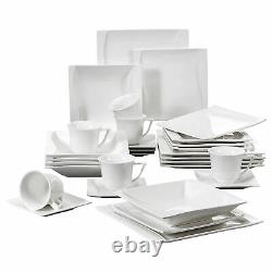 MALACASA Carina 30pcs Porcelain Dinnerware Set Plates Cups Saucers Service for 6