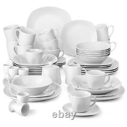 MALACASA Elisa 50-Piece Dinnerware Set Plates Bowls Egg Cups Complete Tableware