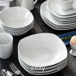 MALACASA Elisa 50-Piece Dinnerware Set Plates Bowls Egg Cups Complete Tableware