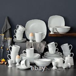 MALACASA Elisa 50-Piece Dinnerware Set Plates Bowls Egg Cups Complete Tableware