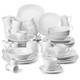 MALACASA Elisa Porcelain Dinnerware Set Gray-white Tableware Dining Sets for 6