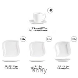 MALACASA Elvira 30-Piece Porcelain White Dinnerware Set for 6 Dinner Dishes Set