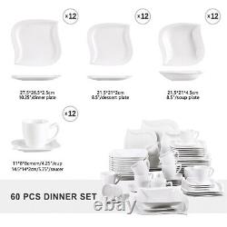 MALACASA Elvira 60-Piece Dinnerware Set Porcelain Kitchen Dinner Dish Set for 12