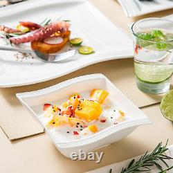 MALACASA Flora 26-Piece Porcelain Dinnerware Set Ivory White Bowl and Plate Set