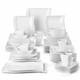 MALACASA Flora 56-Piece Dinnerware Set Porcelain Bowls & Plates Cups Ivory White