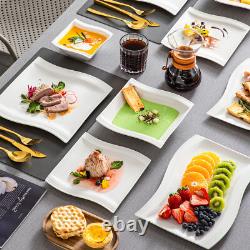 MALACASA Flora 56-Piece Dinnerware Set Porcelain Bowls & Plates Cups Ivory White