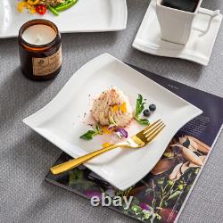 MALACASA Flora 56-Piece Dinnerware Set Porcelain Bowls & Plates Cups Ivory White