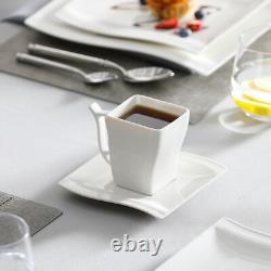 MALACASA Flora 56-Piece Dinnerware Set Porcelain Bowls & Plates Cups Ivory White
