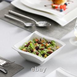 MALACASA Flora 56-Piece Dinnerware Set Porcelain Bowls & Plates Cups Ivory White