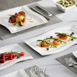 MALACASA Flora 56-Piece Dinnerware Set Porcelain Bowls & Plates Cups Ivory White